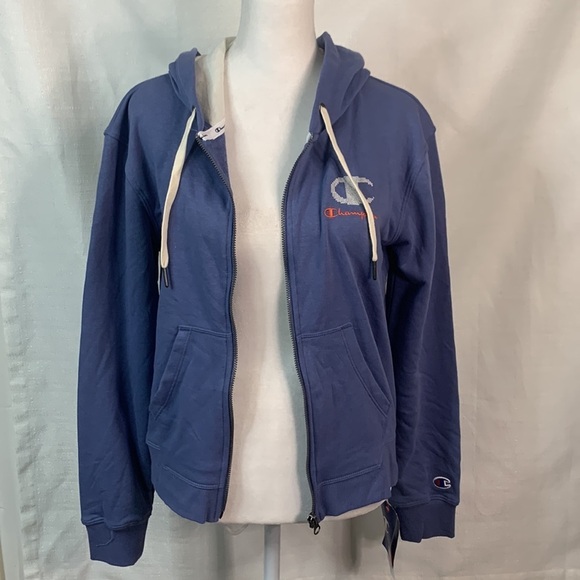 Champion Blue Hooded Zip Up Sweatshirt- NWT - Picture 4 of 16
